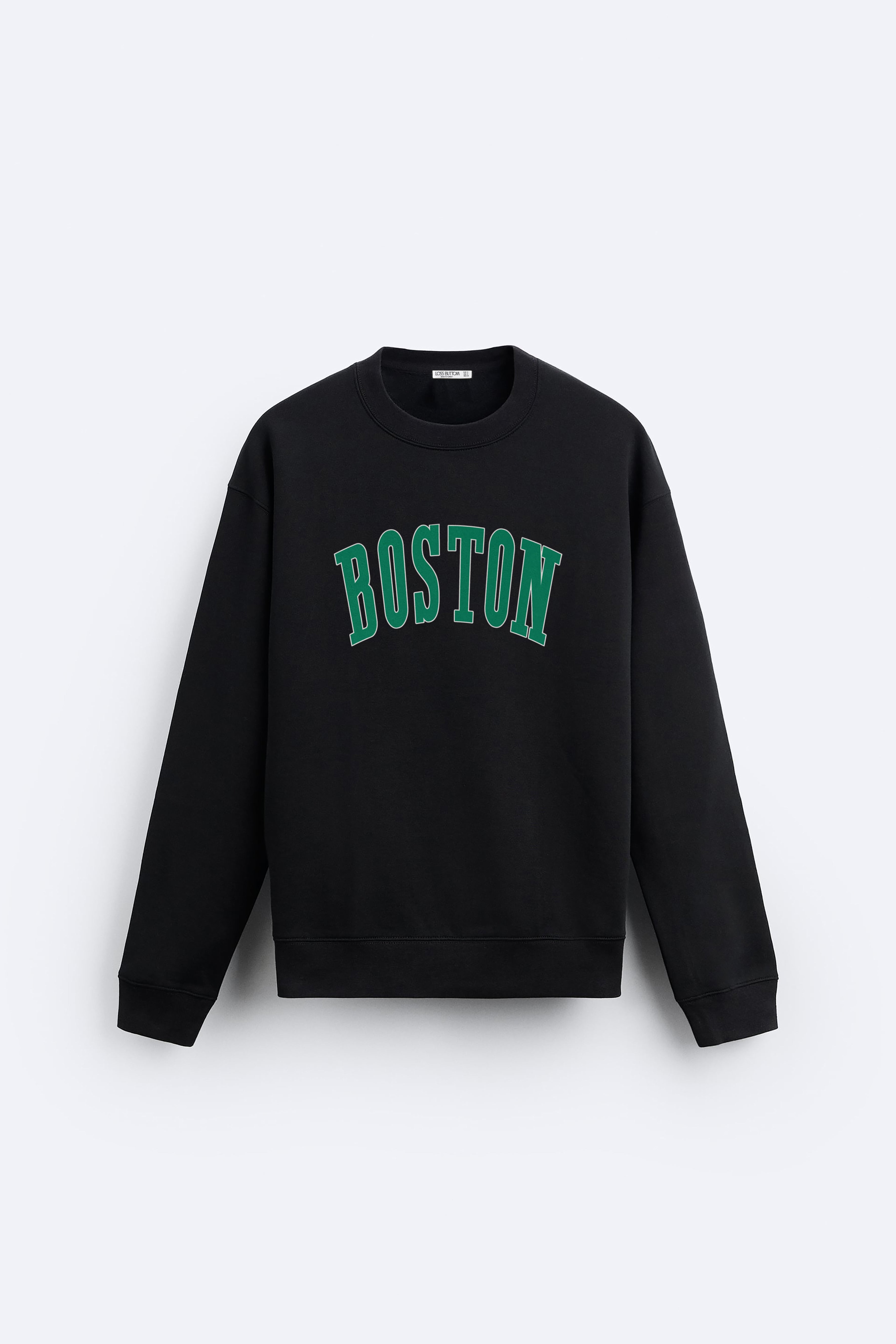 Boston Baskılı Sweatshirt Overize