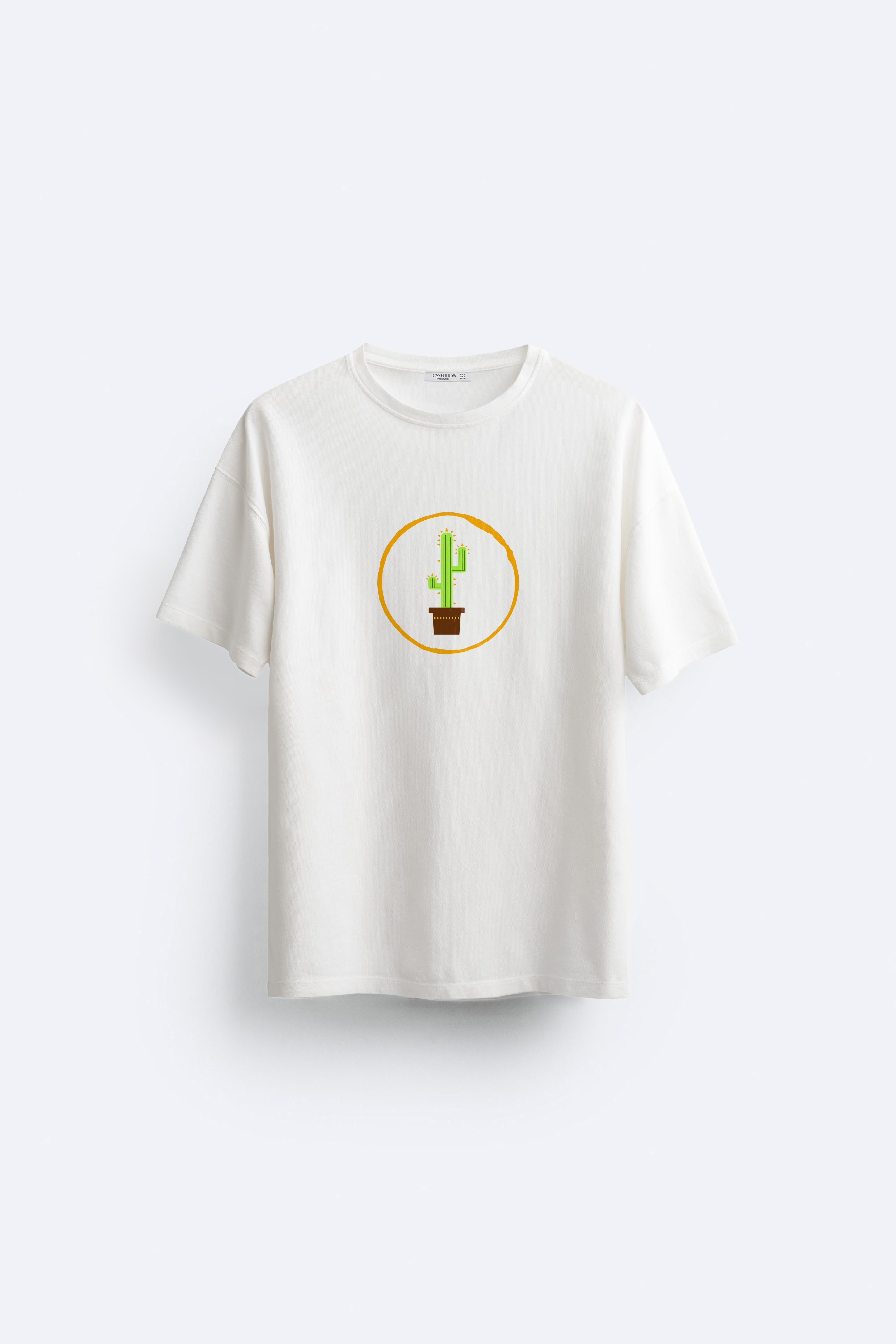 Cactus Baskılı Oversize Fit T-Shirt