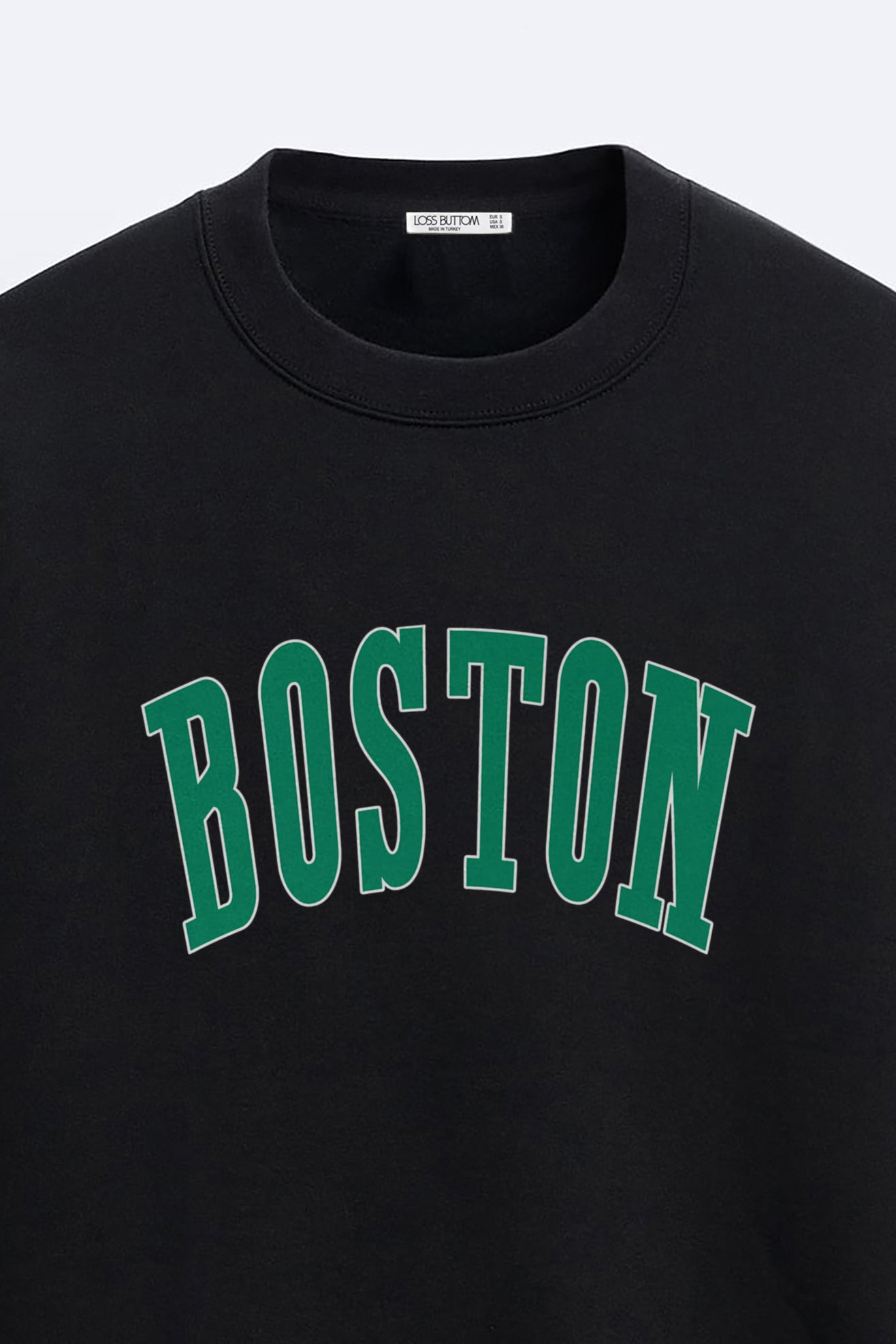 Boston Baskılı Sweatshirt Overize