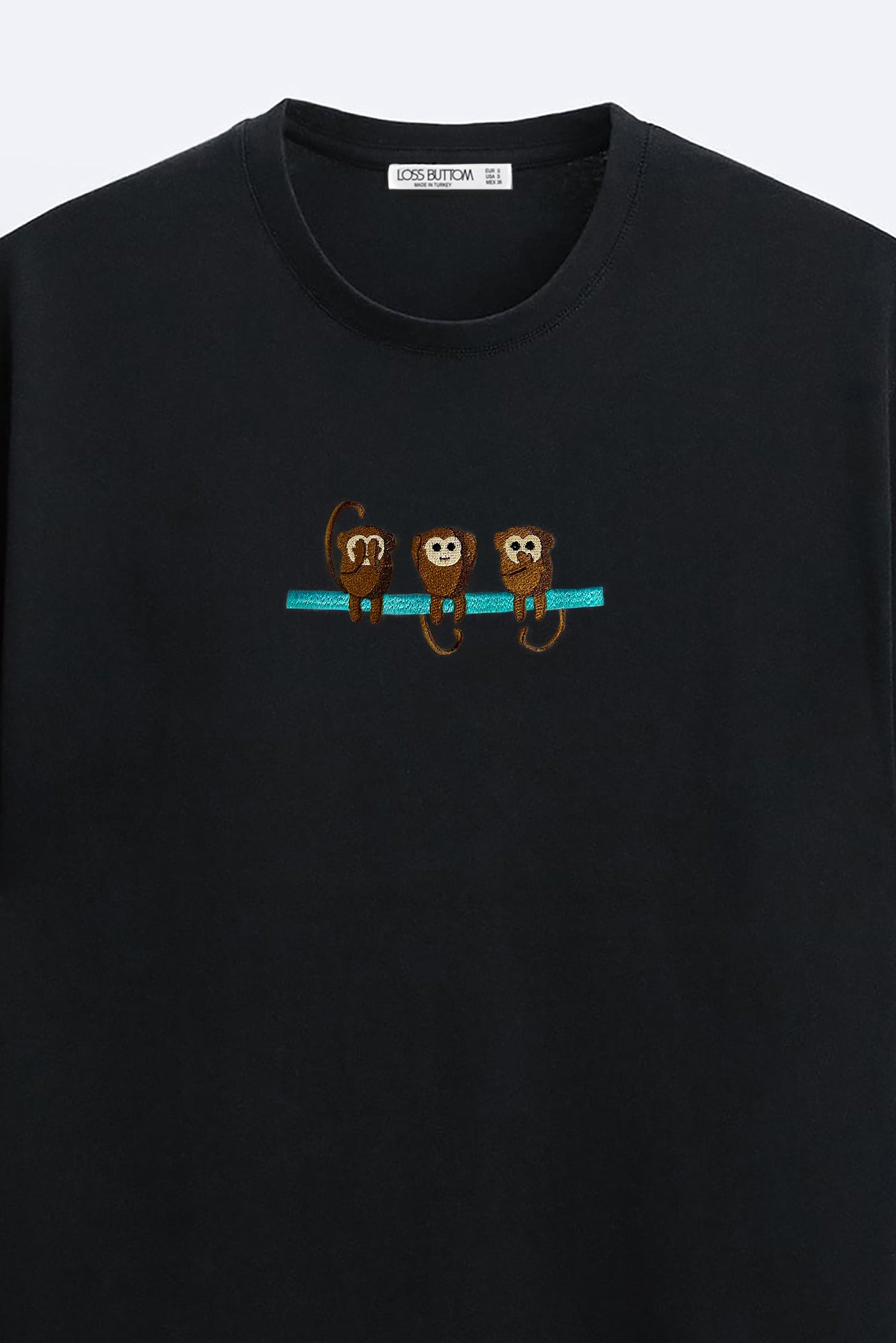 Ağır Kumaş Monkey Nakışlı Oversize T-shirt