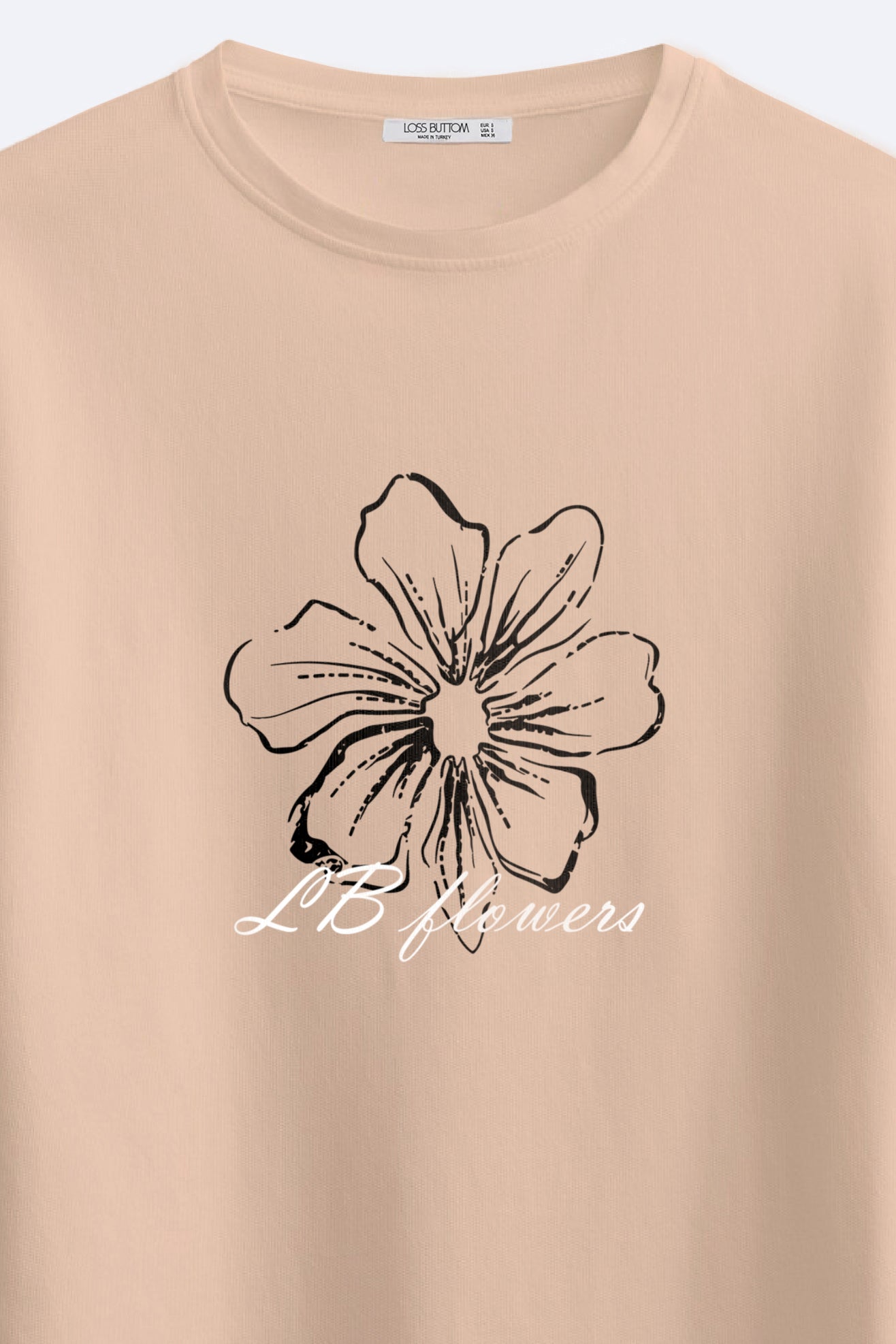 LB Flowers Basklılı Oversize Fit T-Shirt