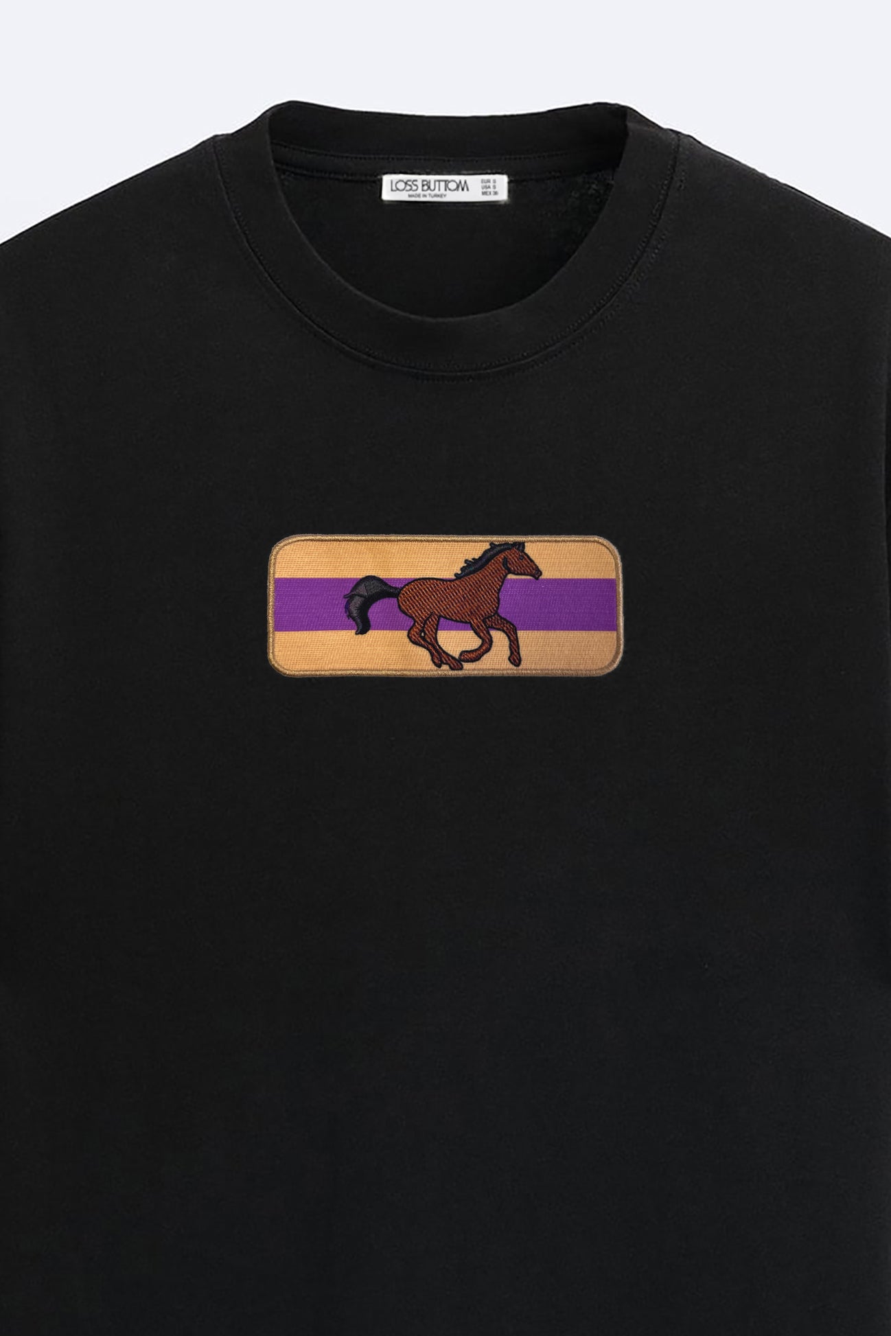 Ağır Kumaş Kenar Nakışlı Horse Oversize T-shirt