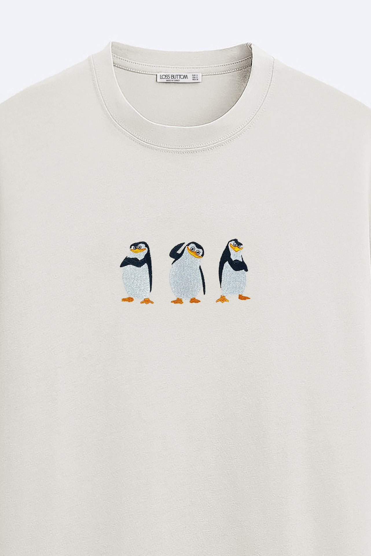 Ağır Kumaş Penguin Nakışlı Oversize T-shirt