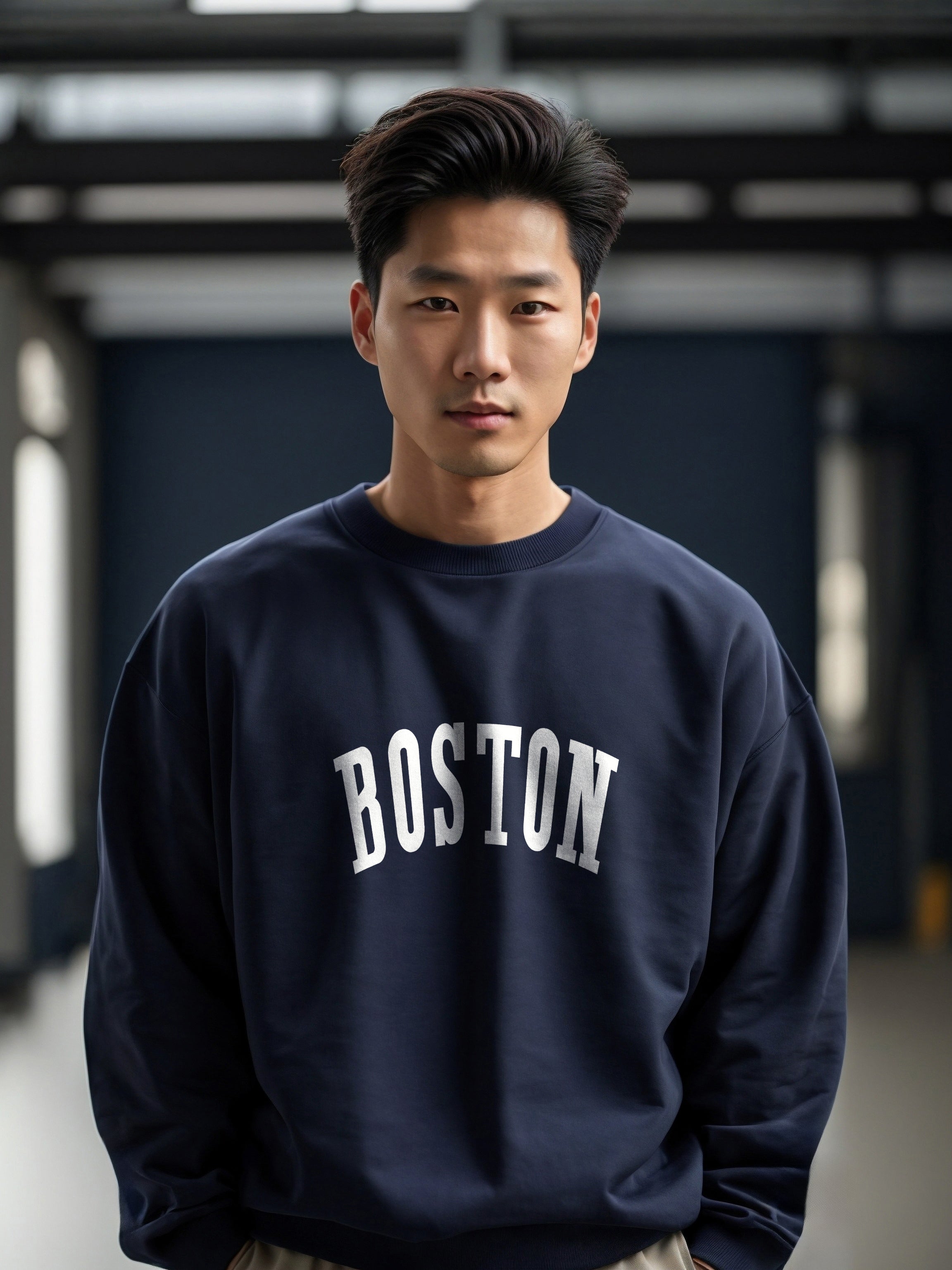 Boston Baskılı  Overize Sweatshirt