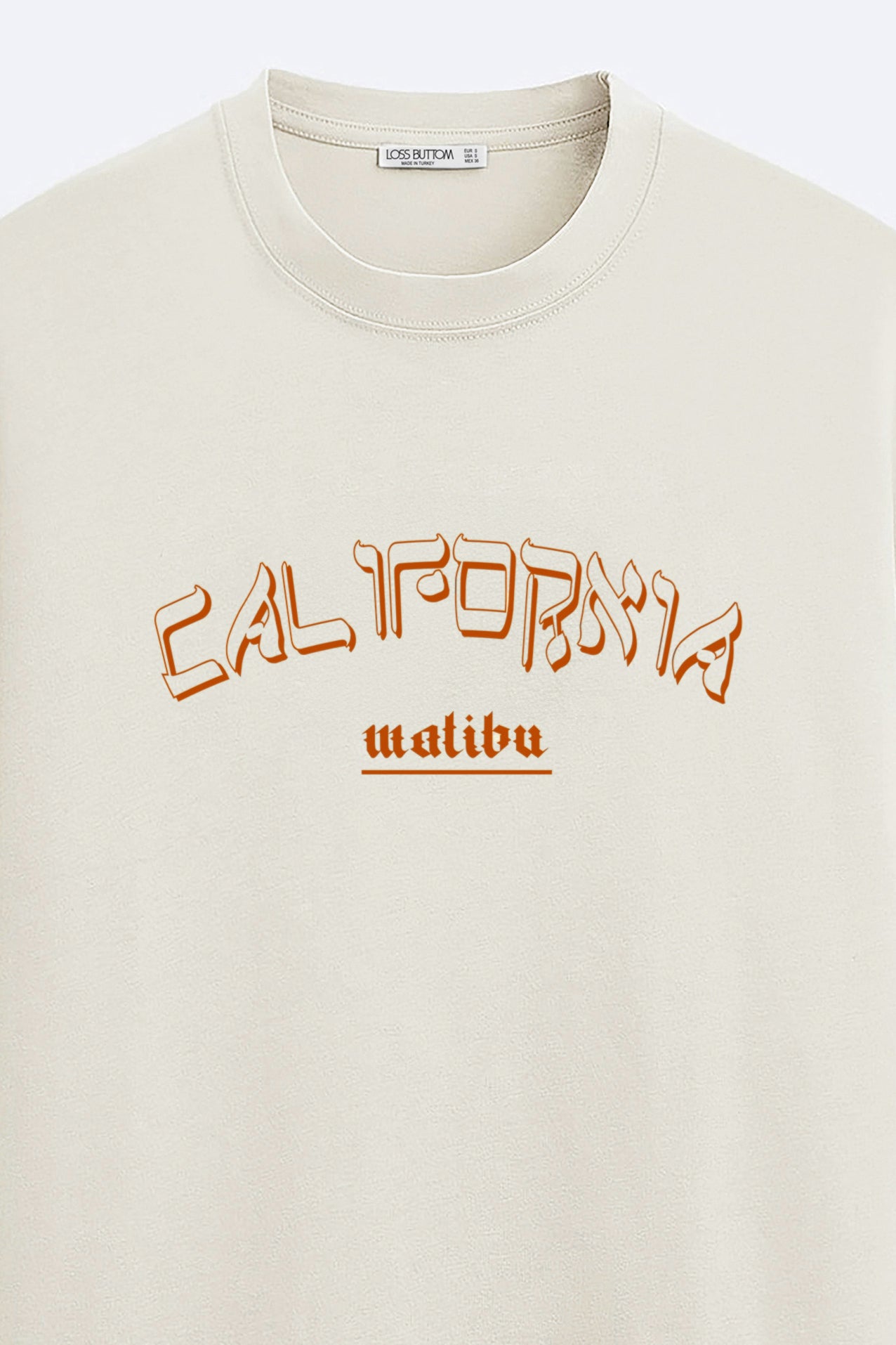 Ağır Kumaş California Malibu Brown Baskılı Oversize T-shirt