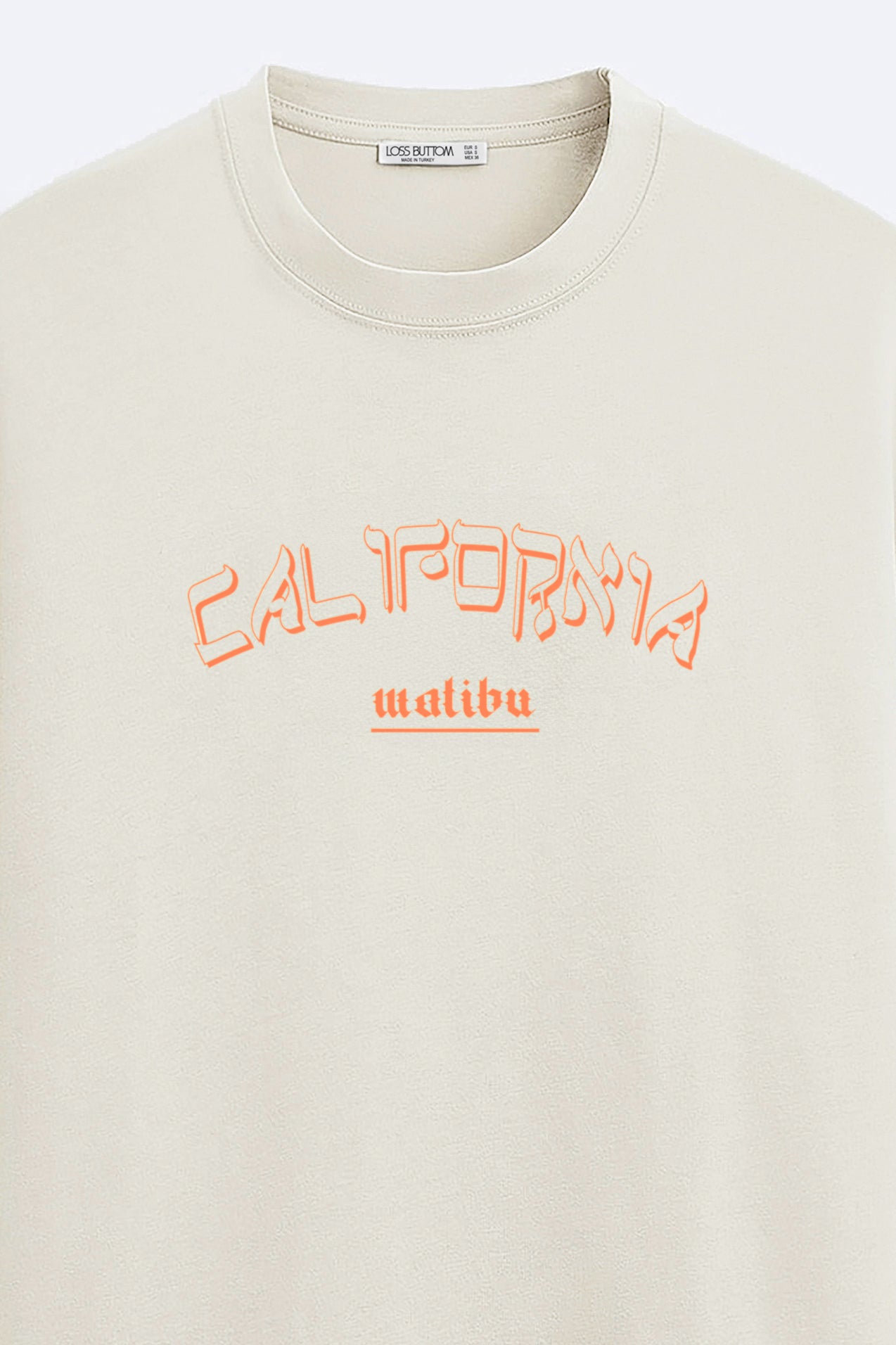 Ağır Kumaş California Malibu Orange Baskılı Oversize T-shirt