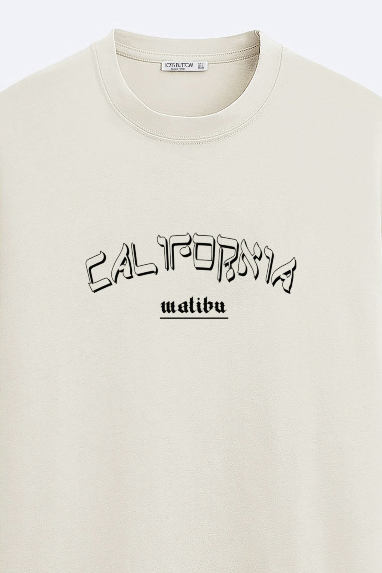 Ağır Kumaş California Malibu Siyah Baskılı Oversize T-shirt