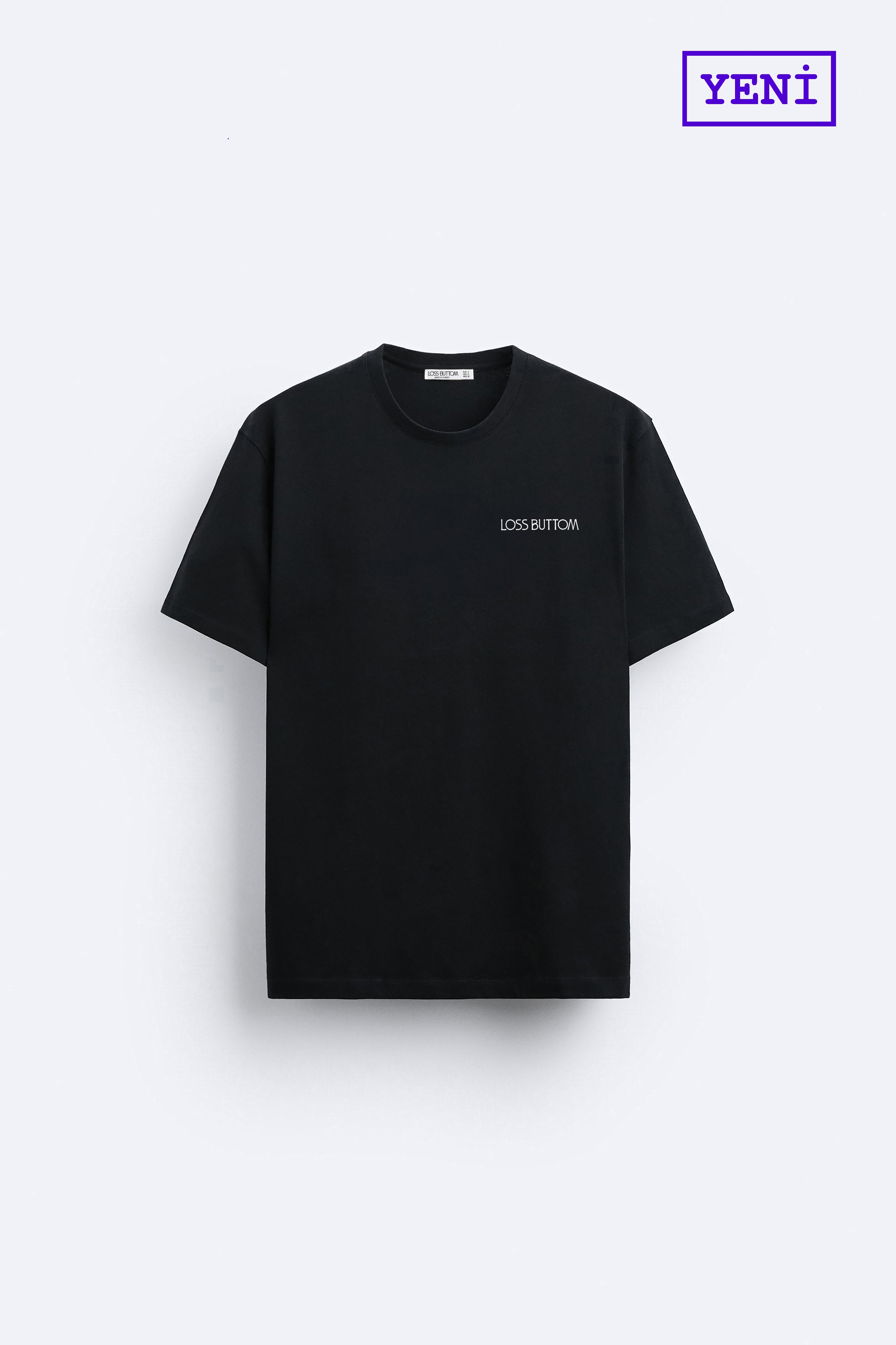 Ağır Kumaş Basic Kabartma Logo Tek Renk Oversize T-shirt