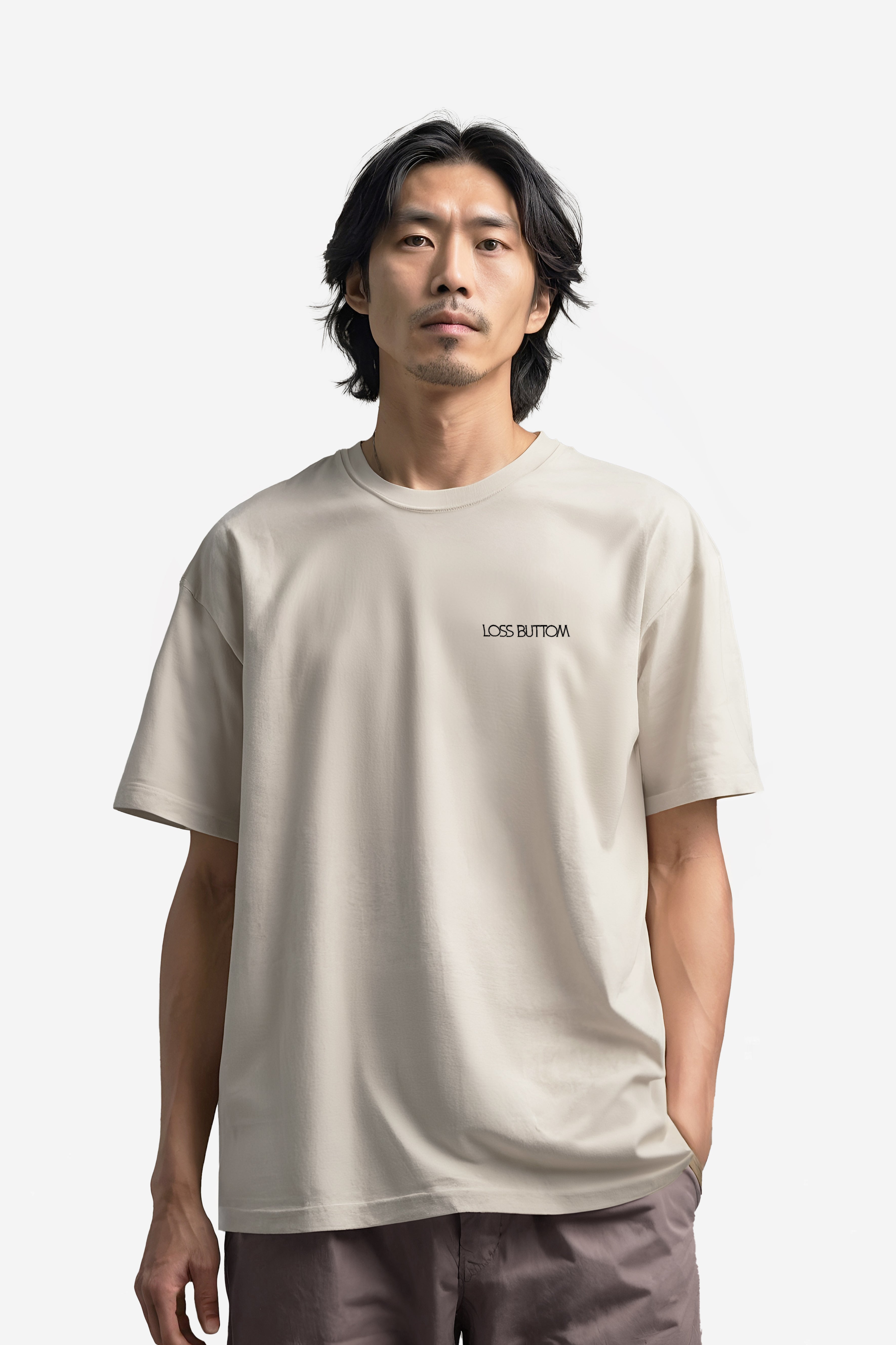 Ağır Kumaş Basic Kabartma Logo Tek Renk Oversize T-shirt